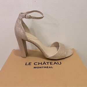 Size 7 Rose Gold Chunky Heel with Ankle Straps from Le Château